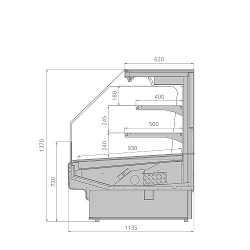 Горка холодильная BRANDFORD AURORA SQ 250 TOP LIGHT вертикальная — изображение 3